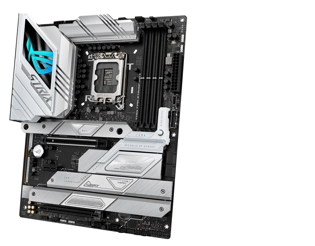 Плата Strix Z790-A II відзначається чітким і сучасним дизайном з обох сторін
