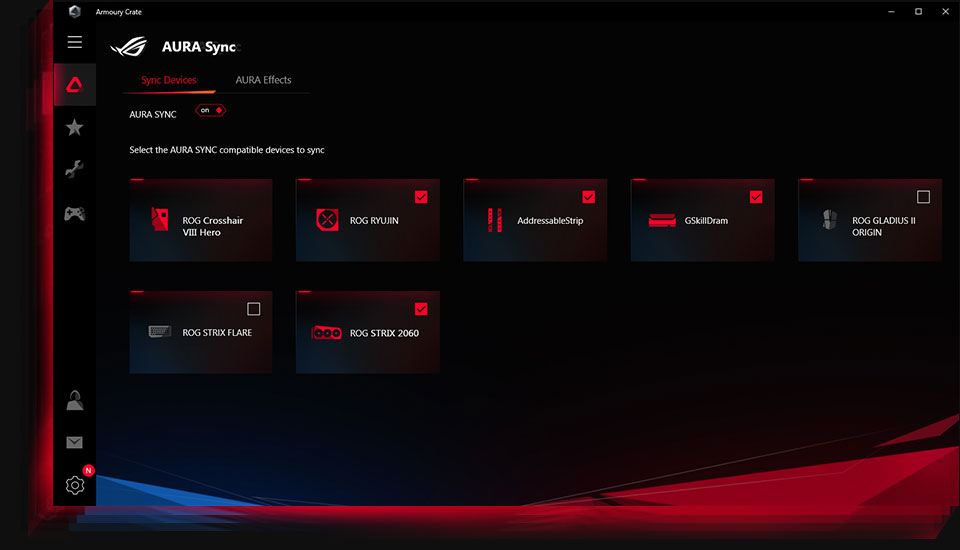 The user interface of Aura Sync