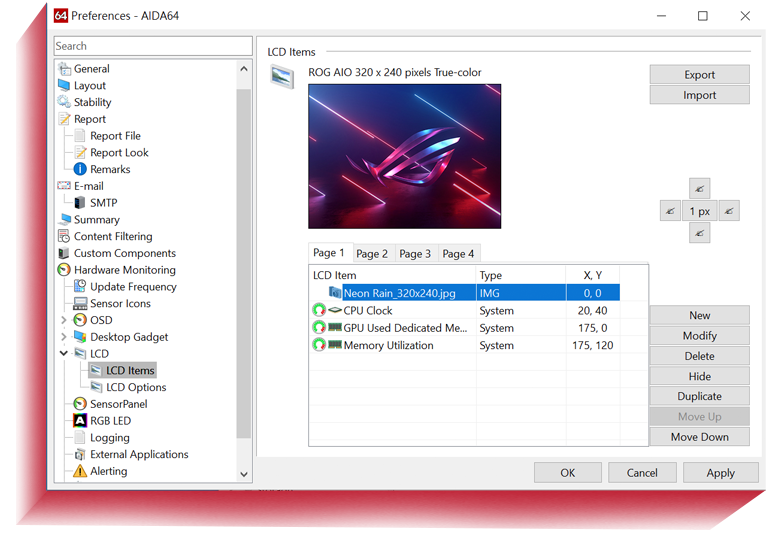 The user interface of Hardware Monitor Display