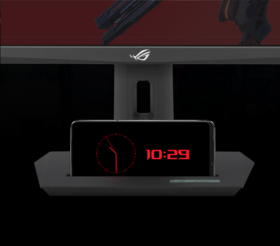 A monitor stand comes with a groove for mobile device