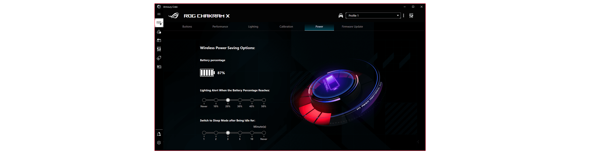 A GUI of Armoury Crate