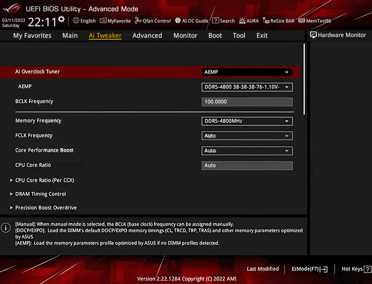 AEMP UI screenshot