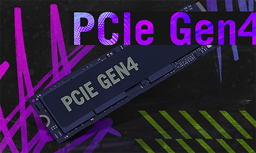 An M.2 PCIe Gen 4 Drive, on a smoky background.